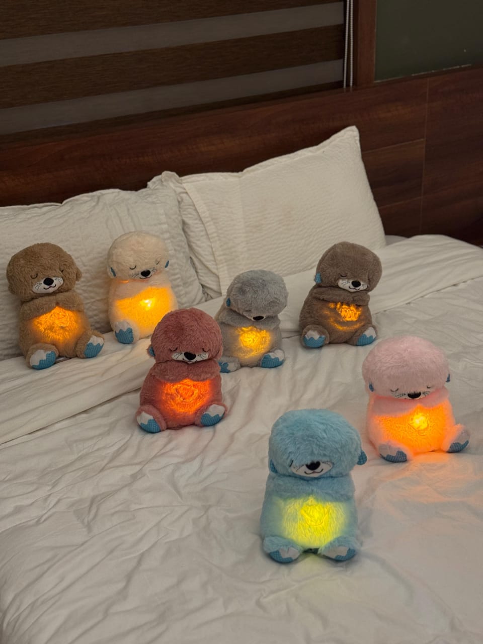 Hanadin Breathing Teddy Otter Glowing Music for Baby Sensory Sleep Lights Rhythmic Simulation Plush for Babies Kids Soothing Sound and Décor Item Specialy for Valentine Gift (Multi) - Image 3